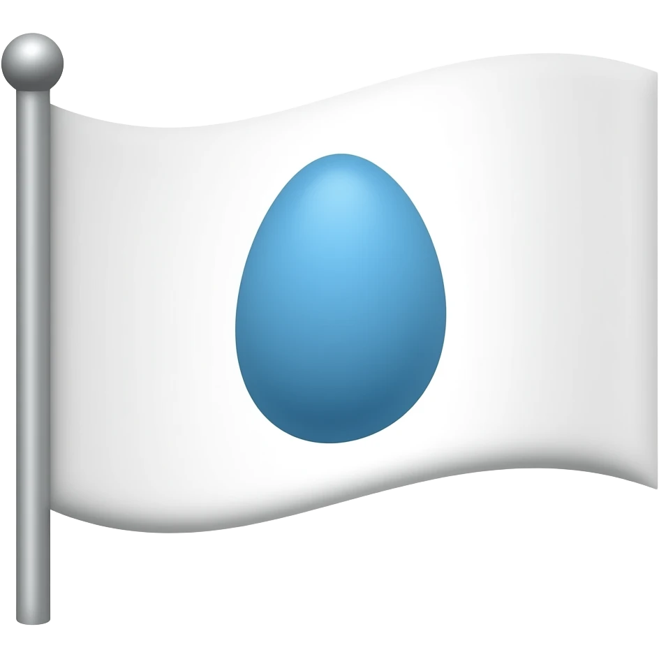 White flag with blue egg on it emoji