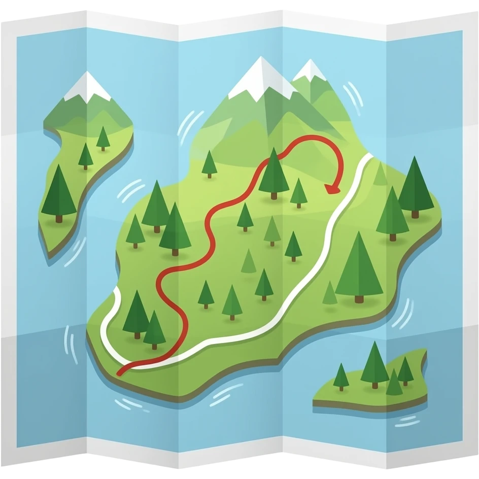 printed trail map on paper for mountainers emoji