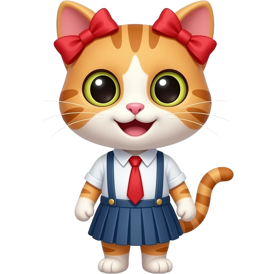 Кішка учень посмішка з бантиками на вушках emoji
