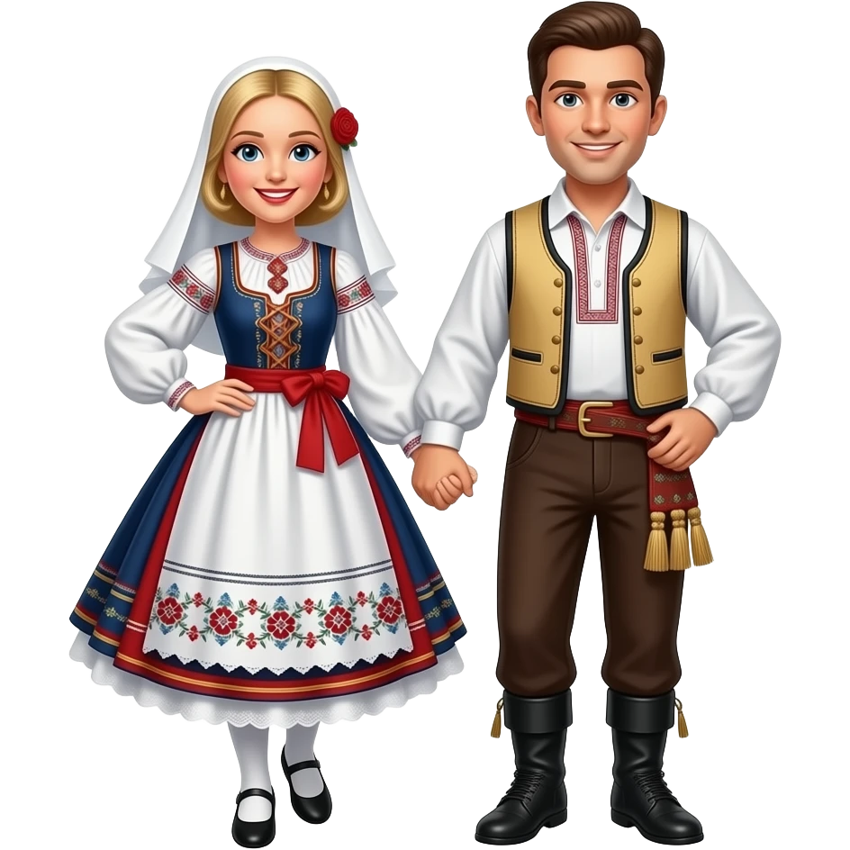 Hungarian folk dancer couple emoji