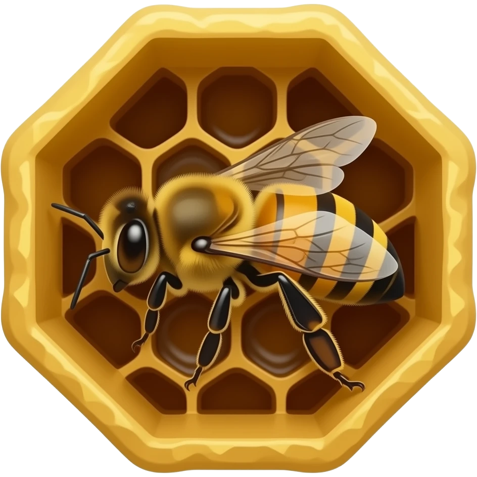 Queen bee laying larvae in hive emoji