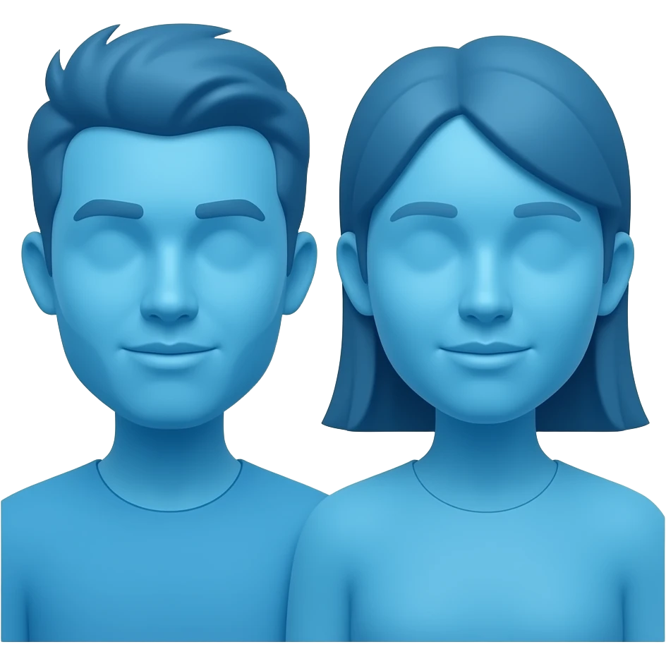 Friends, two abstract, sky blue emoji