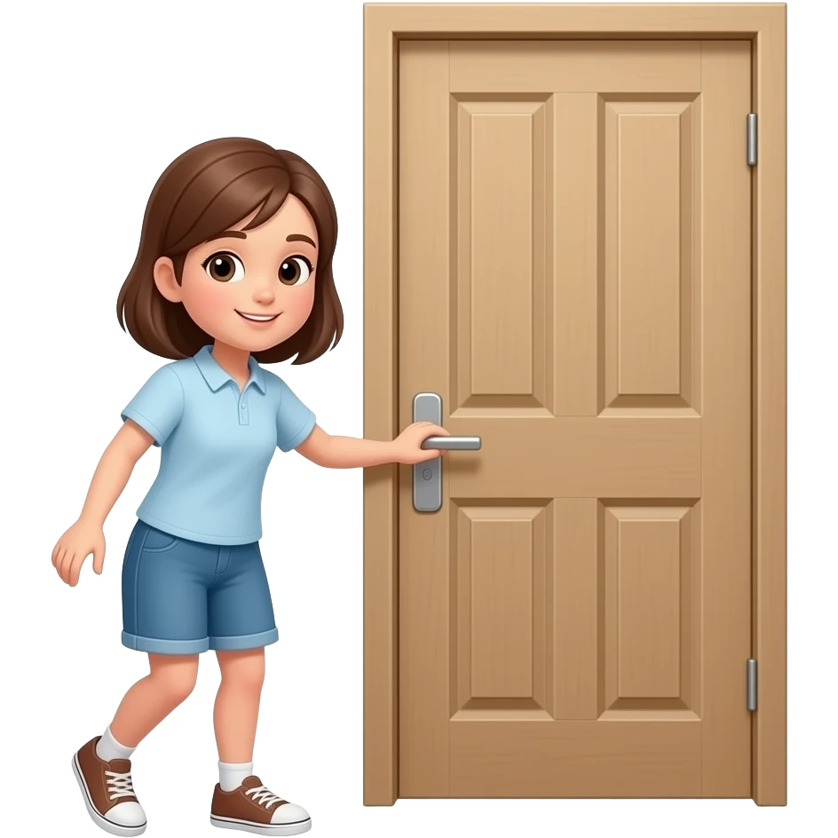 a girl is knocking a door emoji