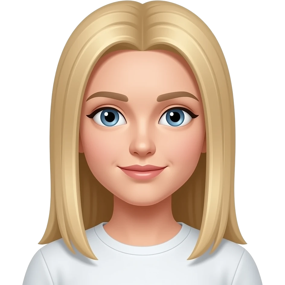 blonde hair, 22, white skin, straight hair emoji