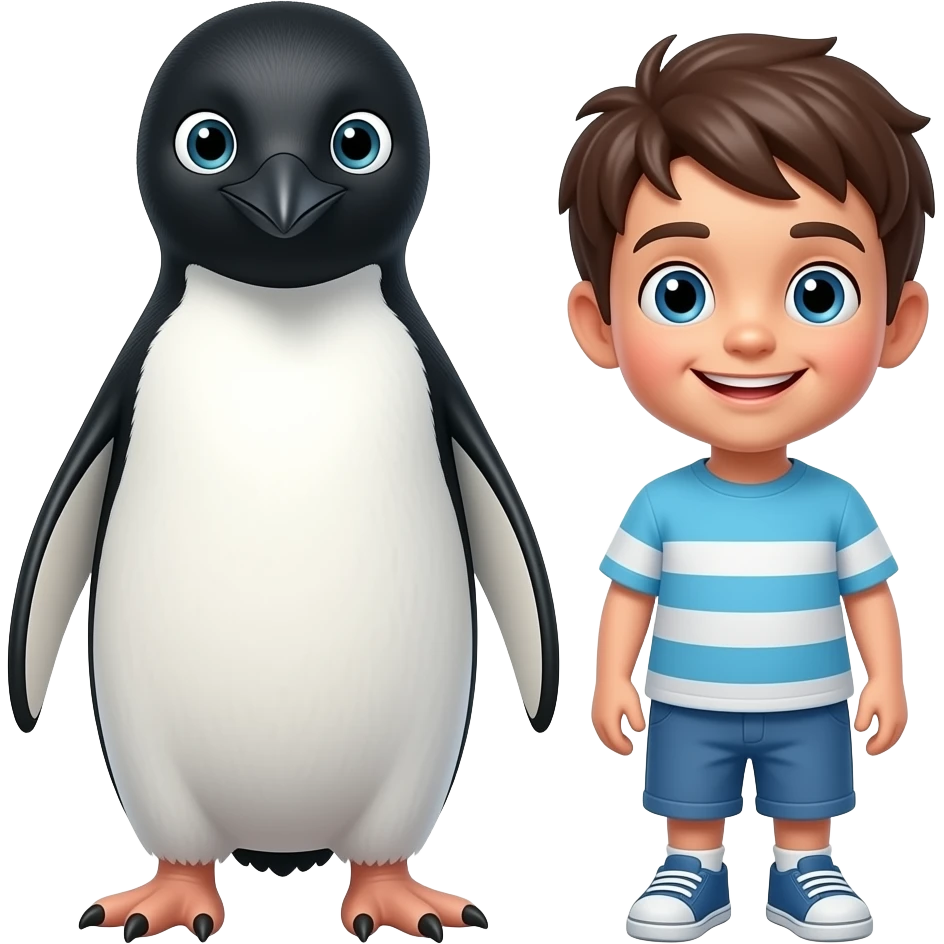 anthropomorphic talking adelie penguin adult father gets smiles & anthropomorphic talking adelie penguin child son boy gets smiles emoji