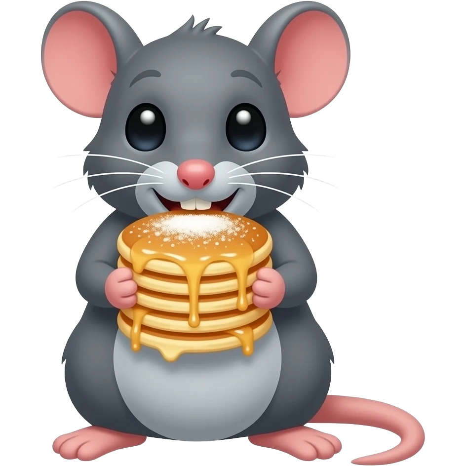 Remy the rat is eating pancakes emoji