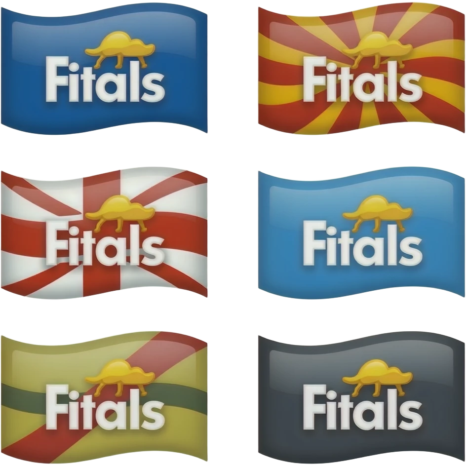 Six flags with different colors emoji