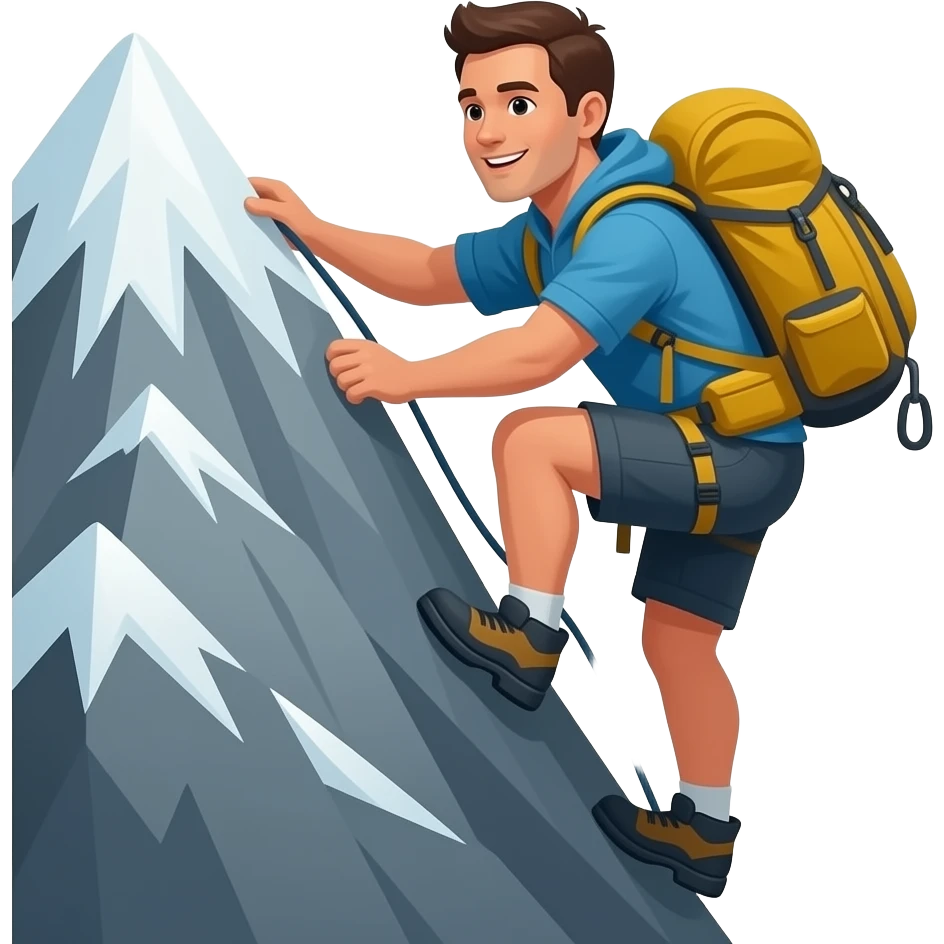 a man climbing a mountain emoji