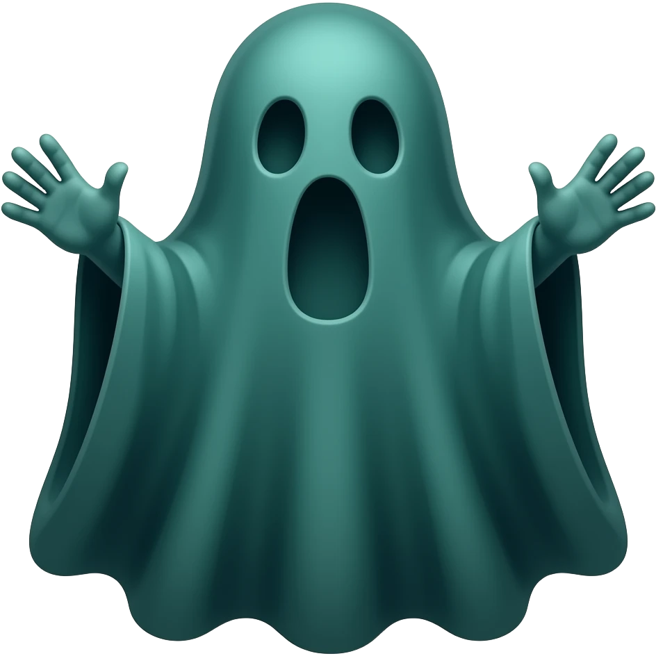 Dark green sheet ghost with hands emoji