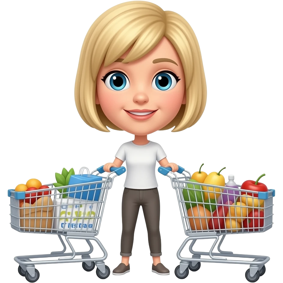 full body white woman very short bob style blonde hair shopping emoji