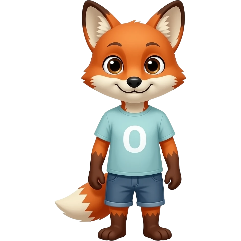 A humanoid fox wearing a tee shirt and shorts emoji