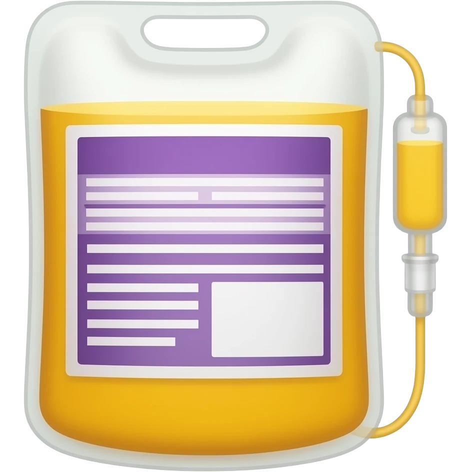 enteral fluids infusion butter yellow with purple label with drip drein emoji