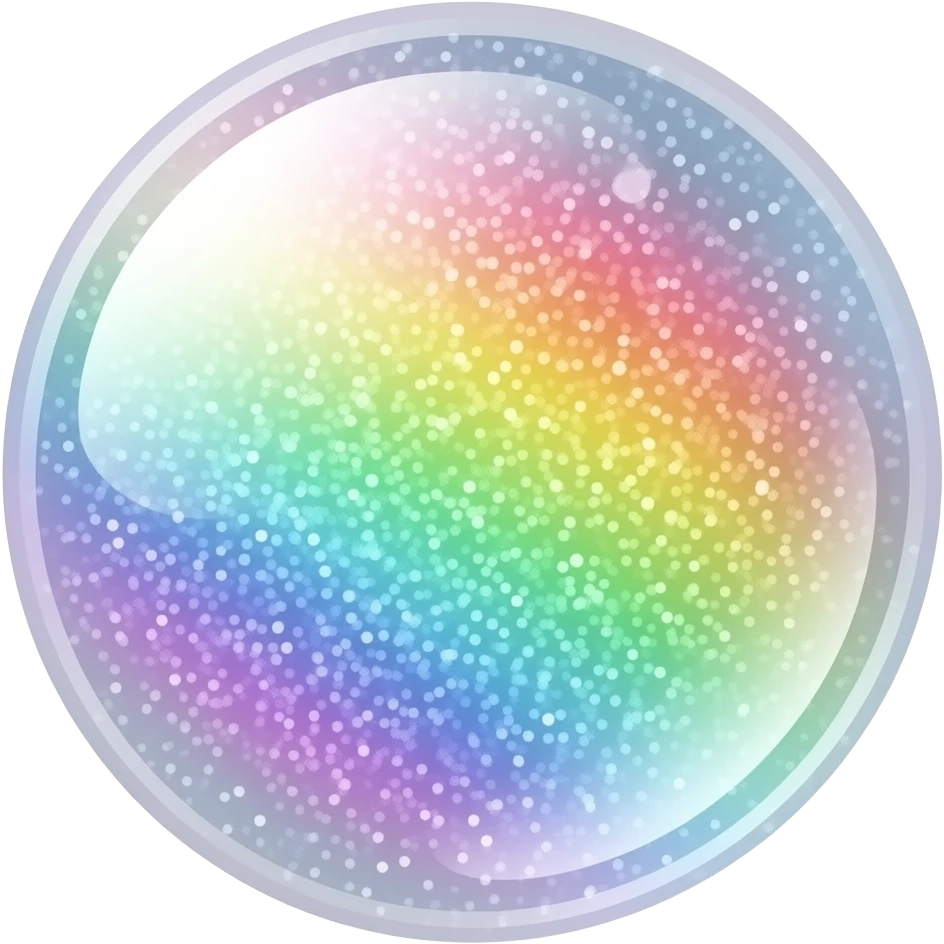 Pastel sparkly glittery iridescent rainbow transparent nebula ball sphere orb emoji
