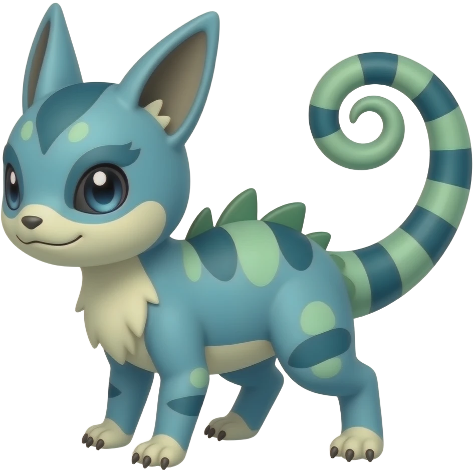 Furret-Amaura-Aurorus-Vaporeon-Litten-hybrid with a chameleon tail emoji