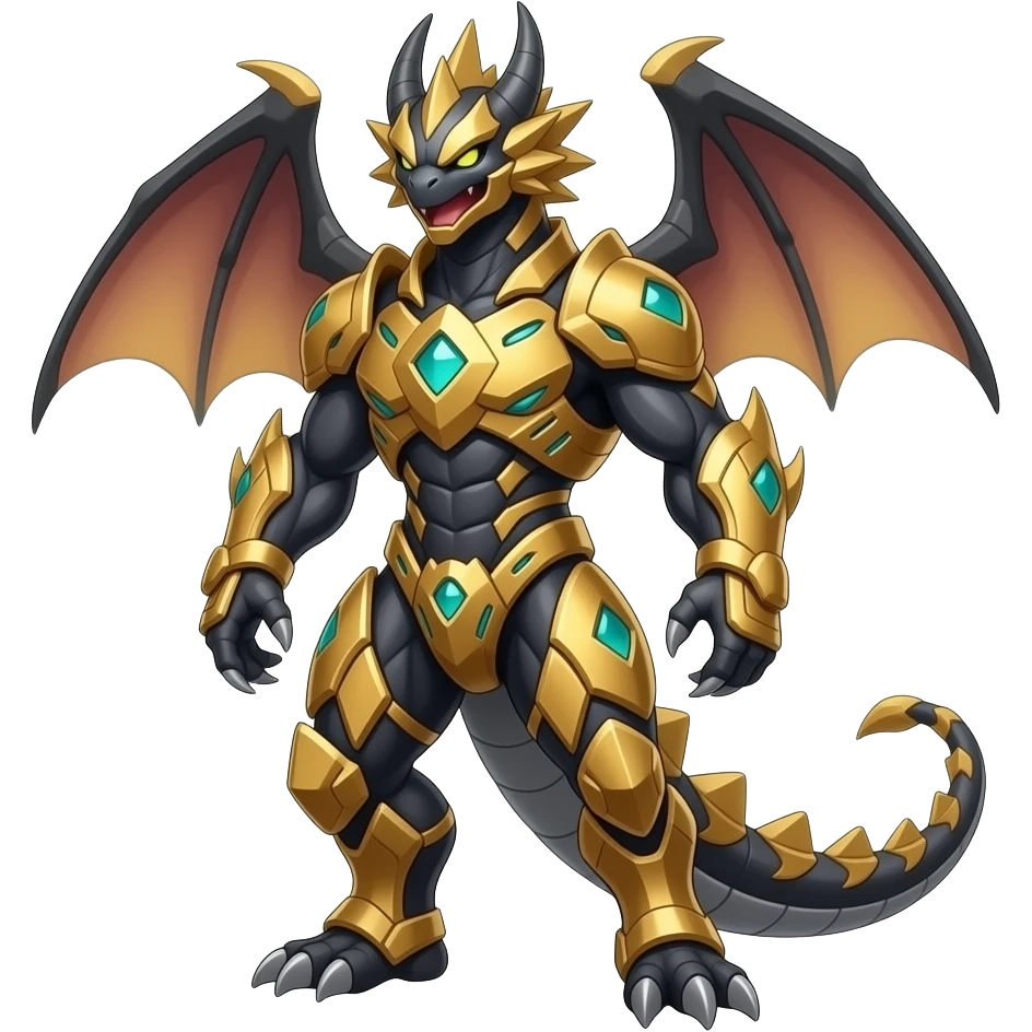 ancient vintage futuristic fantasy-Cyberpunk-Steampunk-Genesect-Salamence-Tyranitar-Brony-Vernid-Fionbri-Fakémon-animal-hybrid, full body emoji