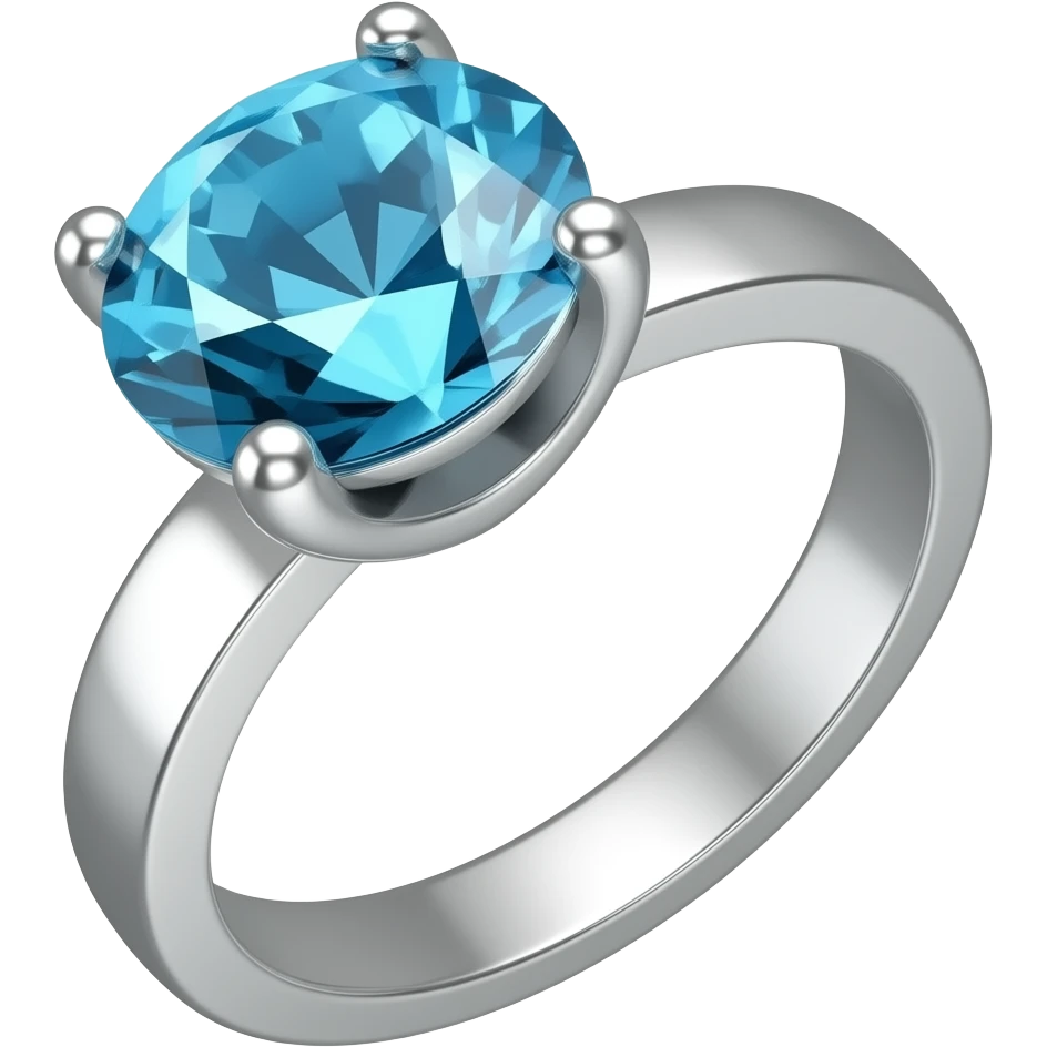 Silver large blue diamond ring emoji