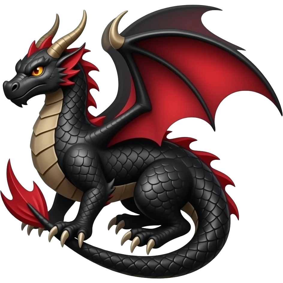 Black and red badge dragon in the middle emoji