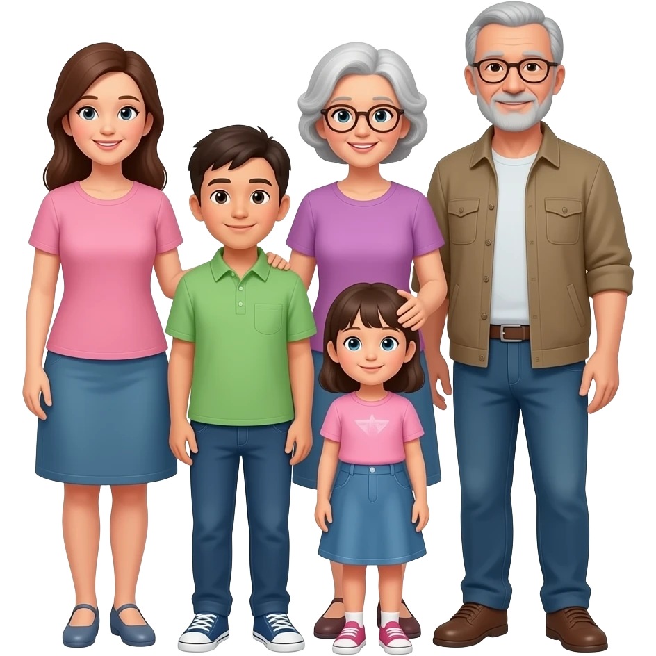 семья мама папа бабушка дедушка дети в полный рост emoji