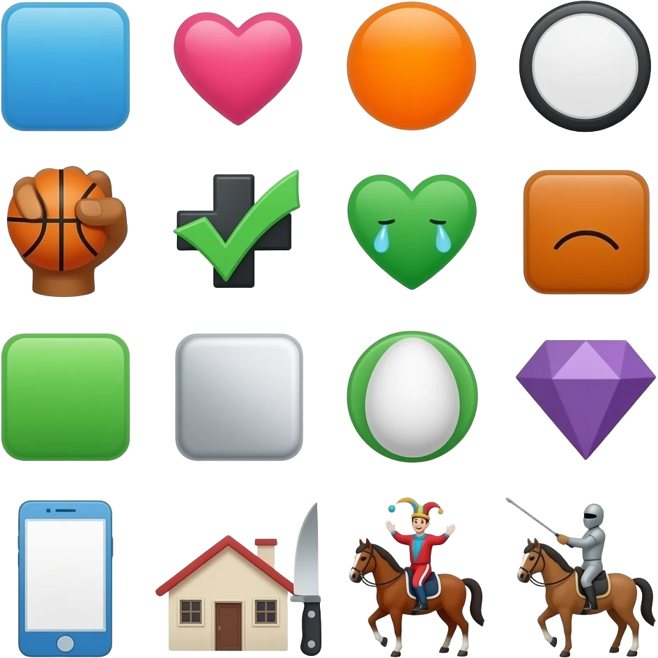 🔵🟦🩷🔴🟡🟠⚫⚪😀🌟⛹🏼🤜🏼✅❌💚🧡🟫😭🟩🩶🥚⬜🟢🟣🟪📱🔪🏡🤹🏼🏌🏼🏇🏼🤺 emoji
