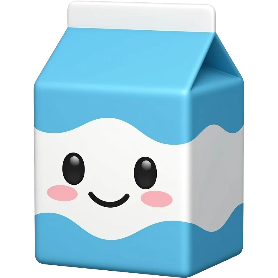 Cute Milk Carton With Cute Face emoji | AI Emoji Generator