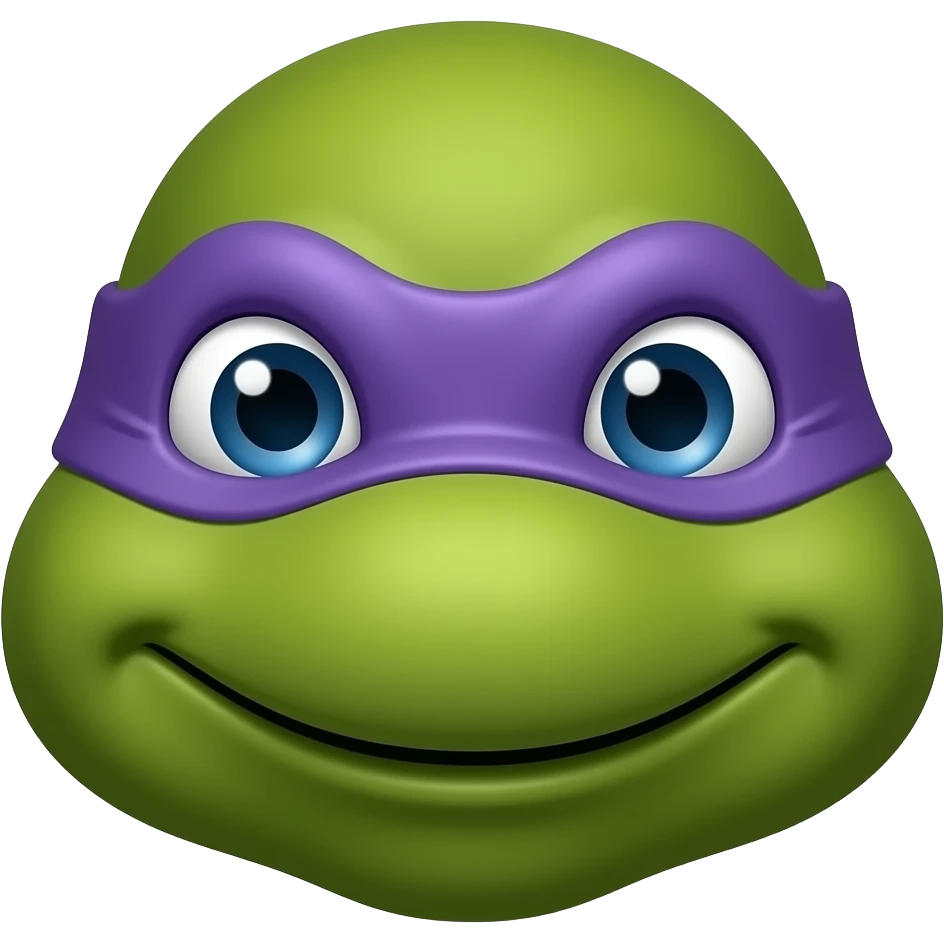 Donatello Ninja Turtle head wearing purple mask emoji