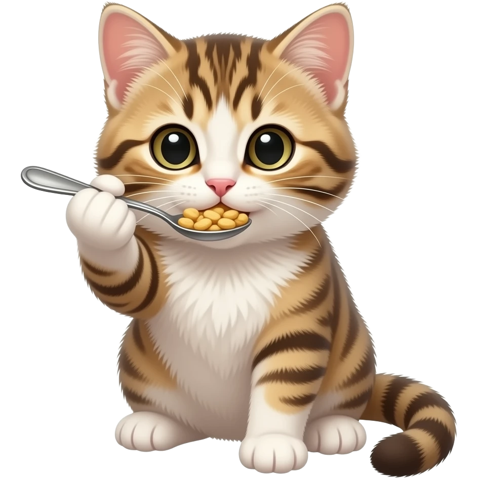 Малыш кот дети картошку гармошку мюсли ест ложку emoji