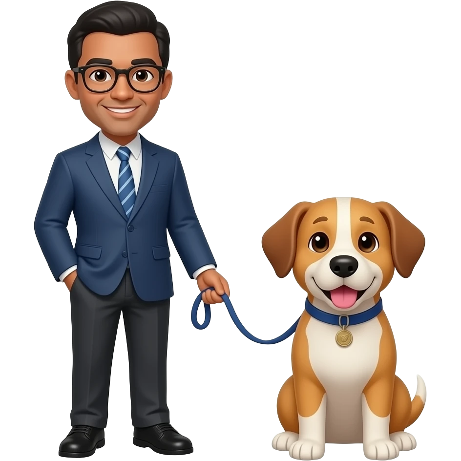 the minority professor holding a leash on a dog emoji