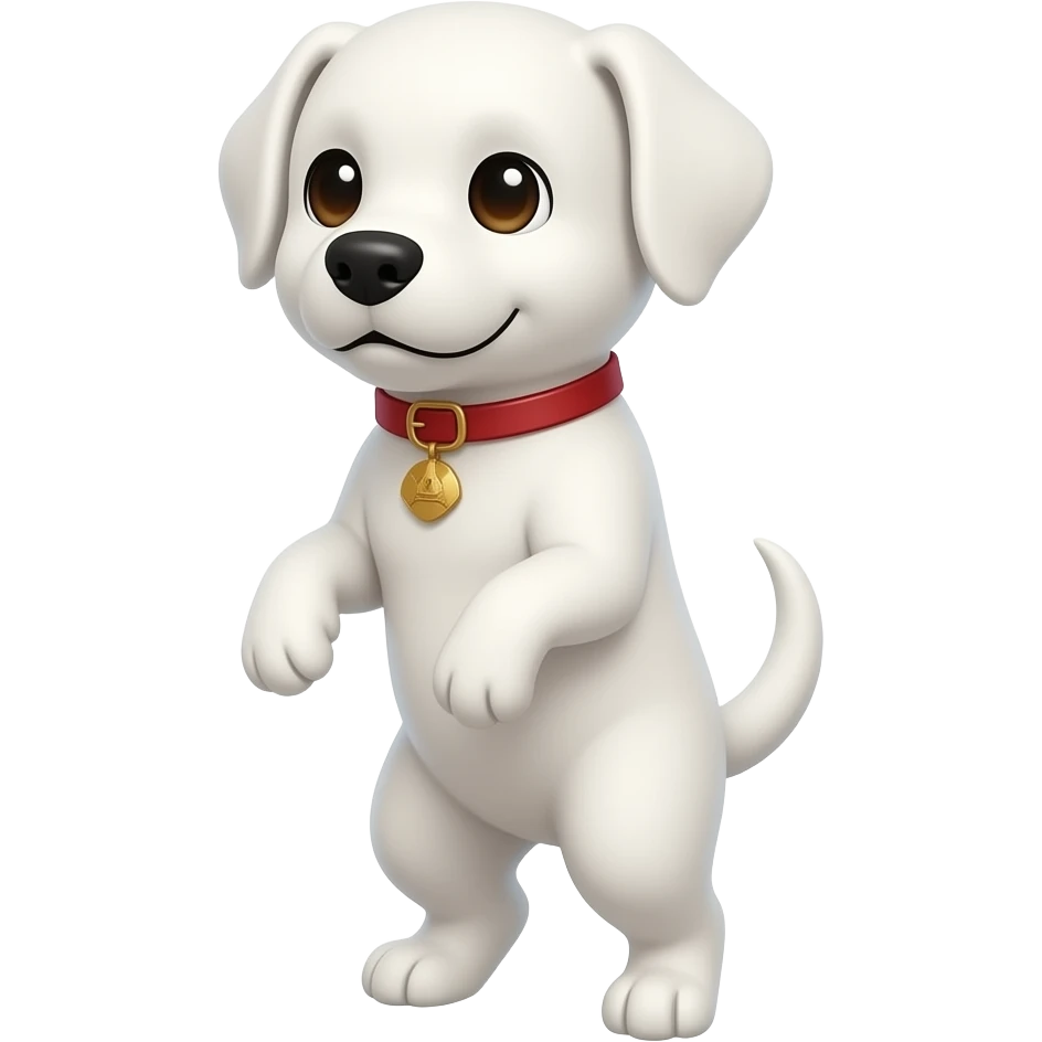 Créame un perro pibble blanco en dos patas emoji