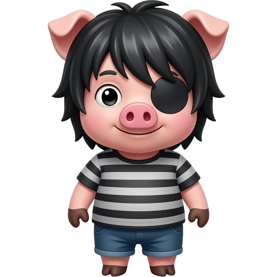 a pig with emo style hair, that covers one eye of the pig emoji