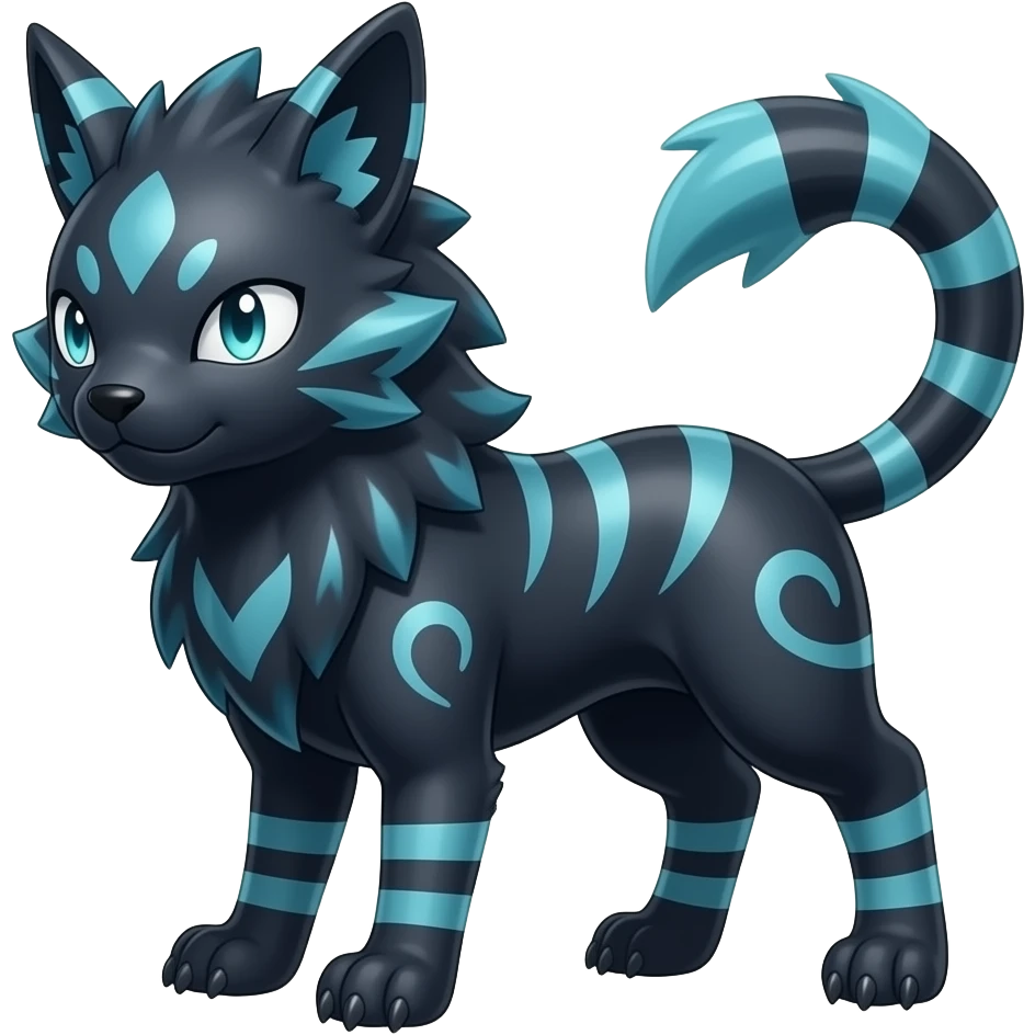 Dark dusky edgy cool shiny smooth glossy epic patterned digitigrade quadrupedal Luxray-Manectric-Sprigatito-Shaymin-Shinx-Fakémon-hybrid emoji