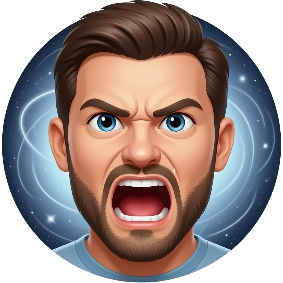 very very very angry person raging against the cosmos emoji