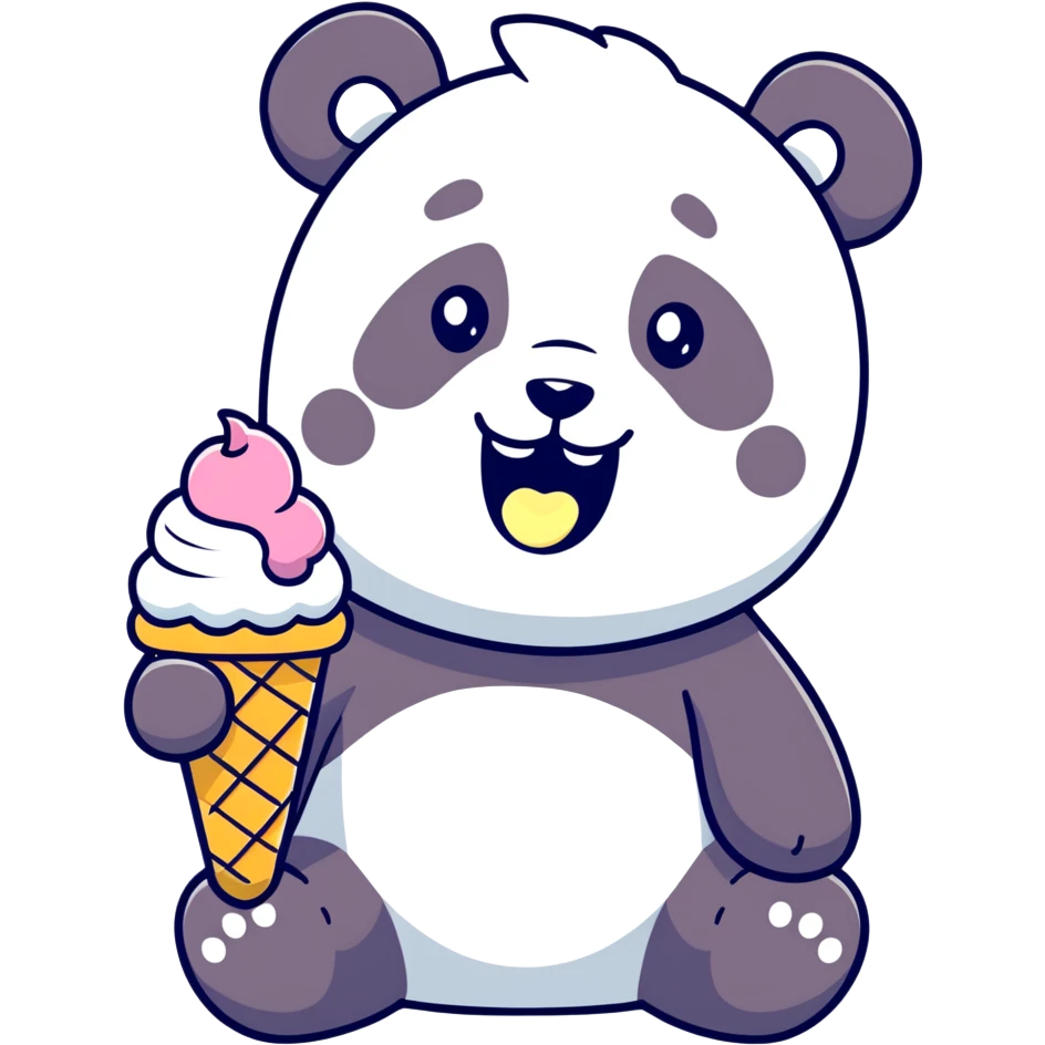 Panda eating ice cream emoji