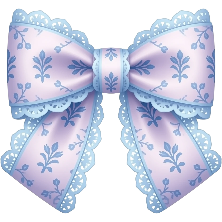 light pink ombre blue pastel with  bluebell rococo style pattern on bow lace coquette bow emoji