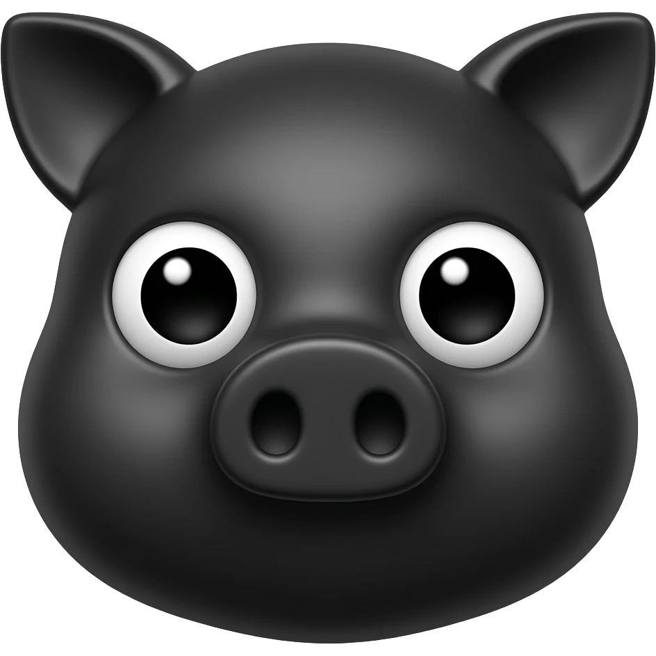 pig head eye covered black emo emoji