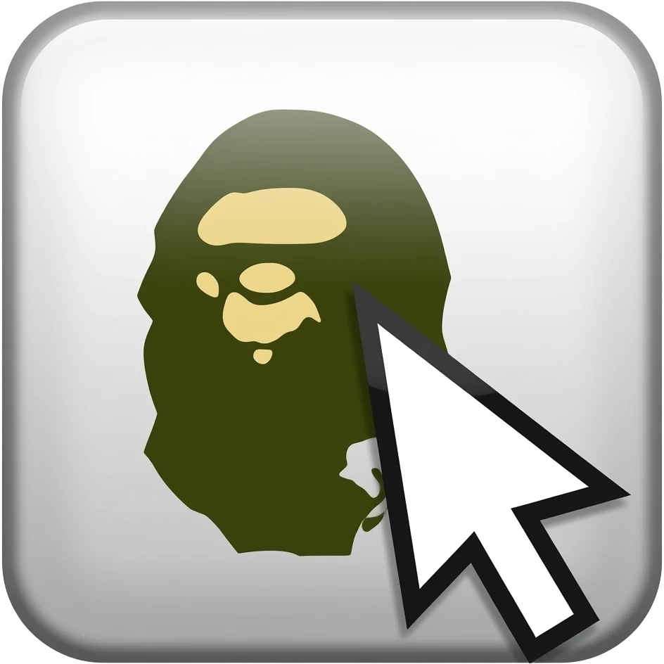 a curser for my pc, with the bape logo in it, with a cursoor shape emoji