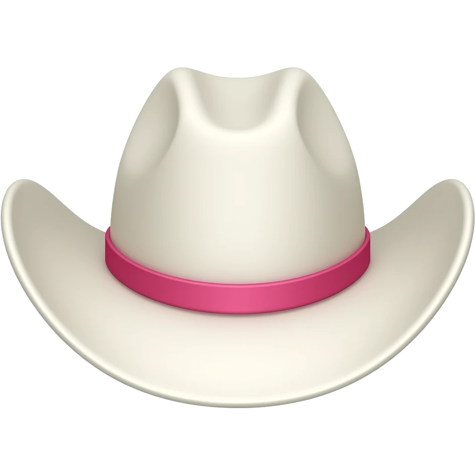 Chapéu de caubói branco com faixa pink emoji