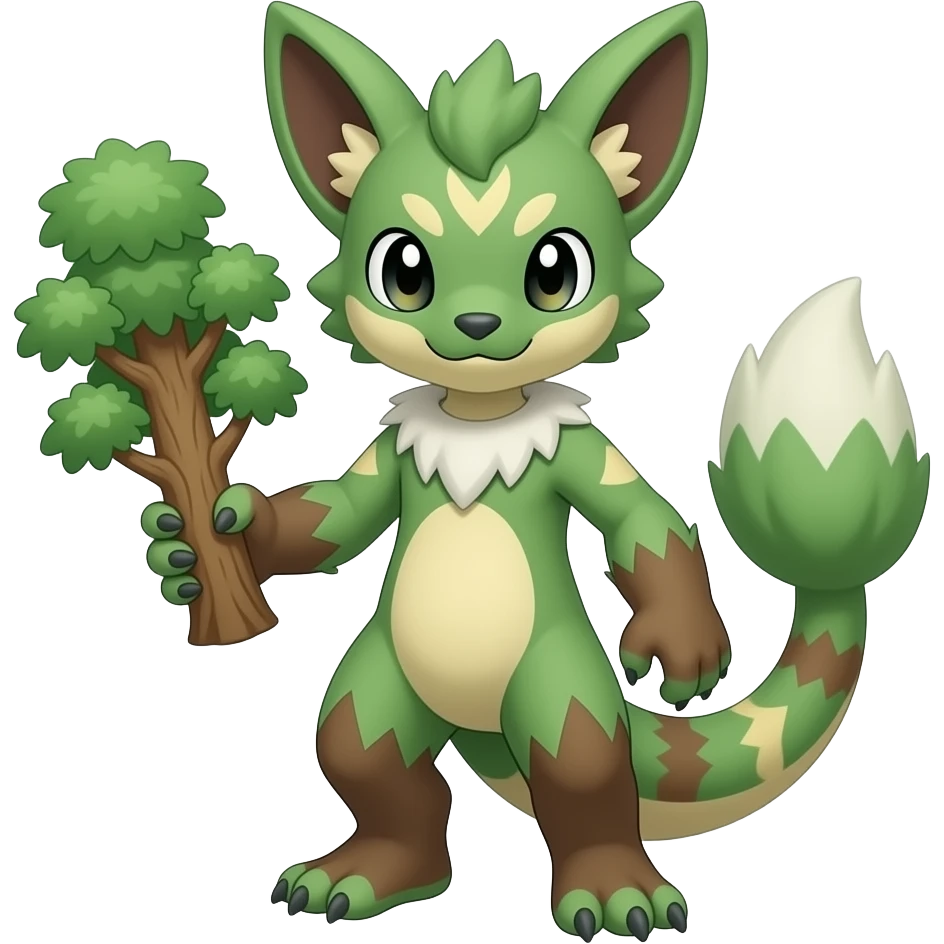 Lizard-Treecko-Kecleon-Axew-Exveemon-Fakémon-hybrid, full body emoji