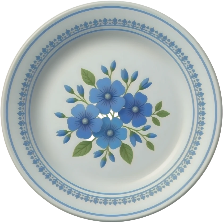 Blue flowers on old vintage dishes emoji