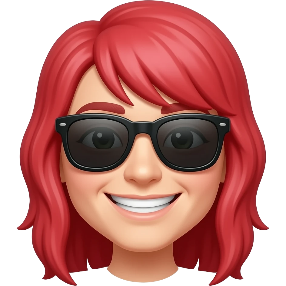 rojo con lentes oscuros y sonriendo emoji
