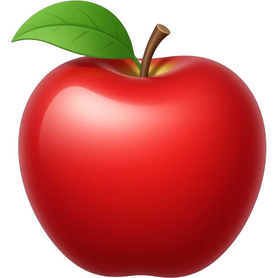 red apple with leaf on left emoji