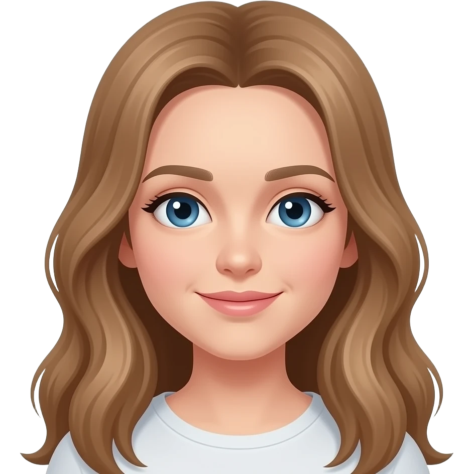 Girl emoji with light brown long hair, blue eyes emoji | AI Emoji Generator