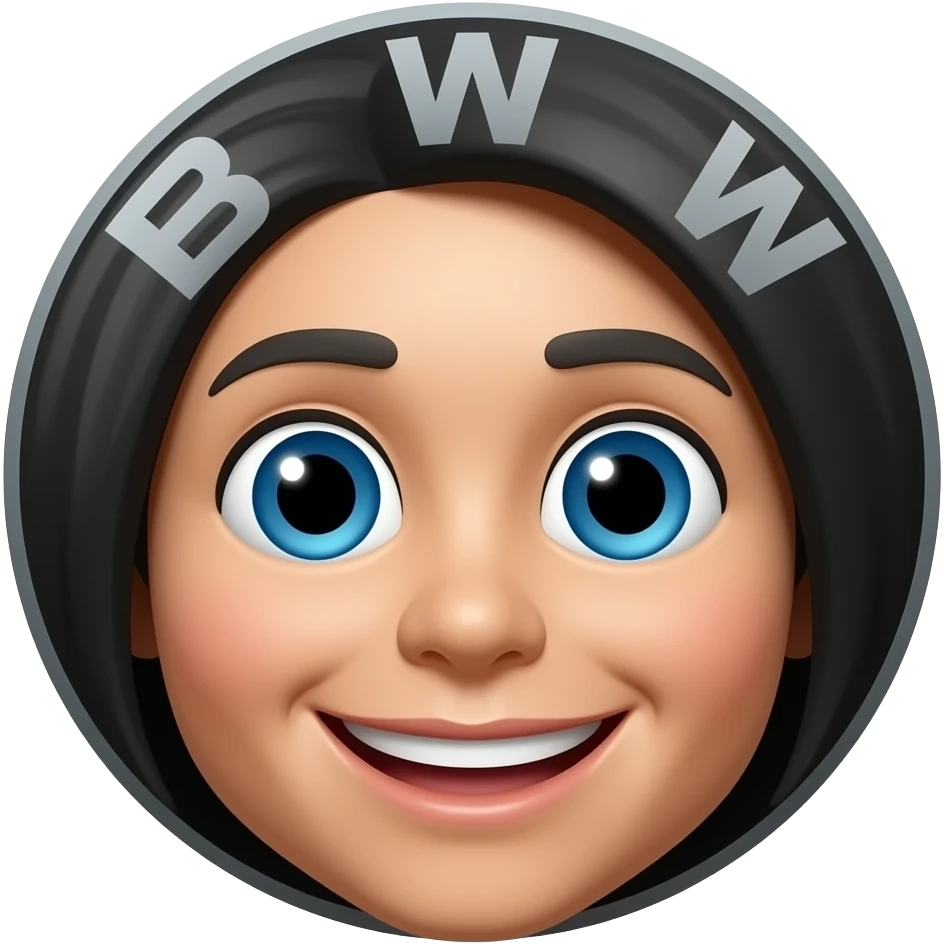Smiley with BMW logo as eyeballs emoji