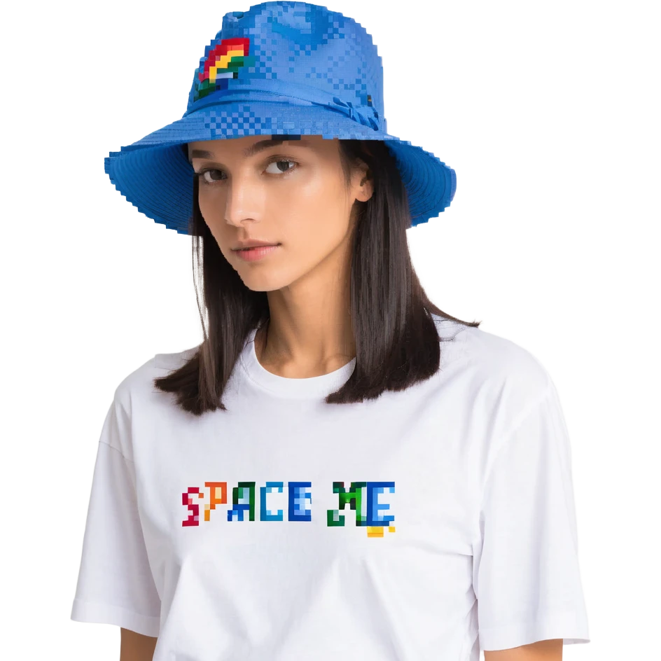 Синяя спортивная панамка со шнурком и надписью SPACEME, no background emoji