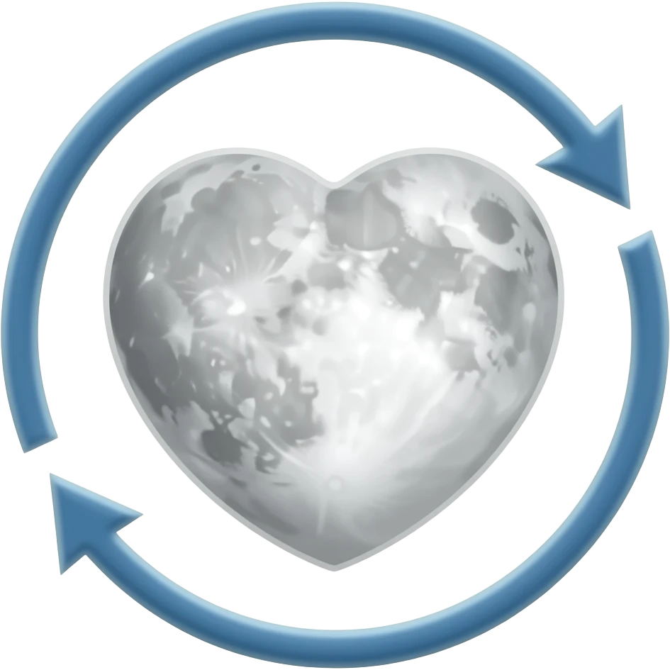a heart shaped moon and 2 arrows in a circle moving counterclockwise in the middle emoji