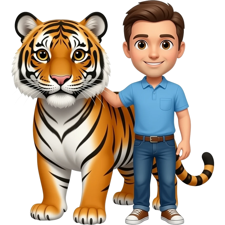 Tiger and man friends emoji