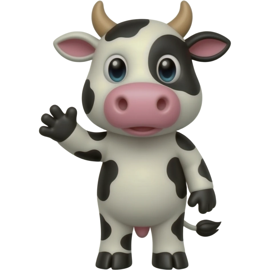 cow hand puppet with black eyes emoji