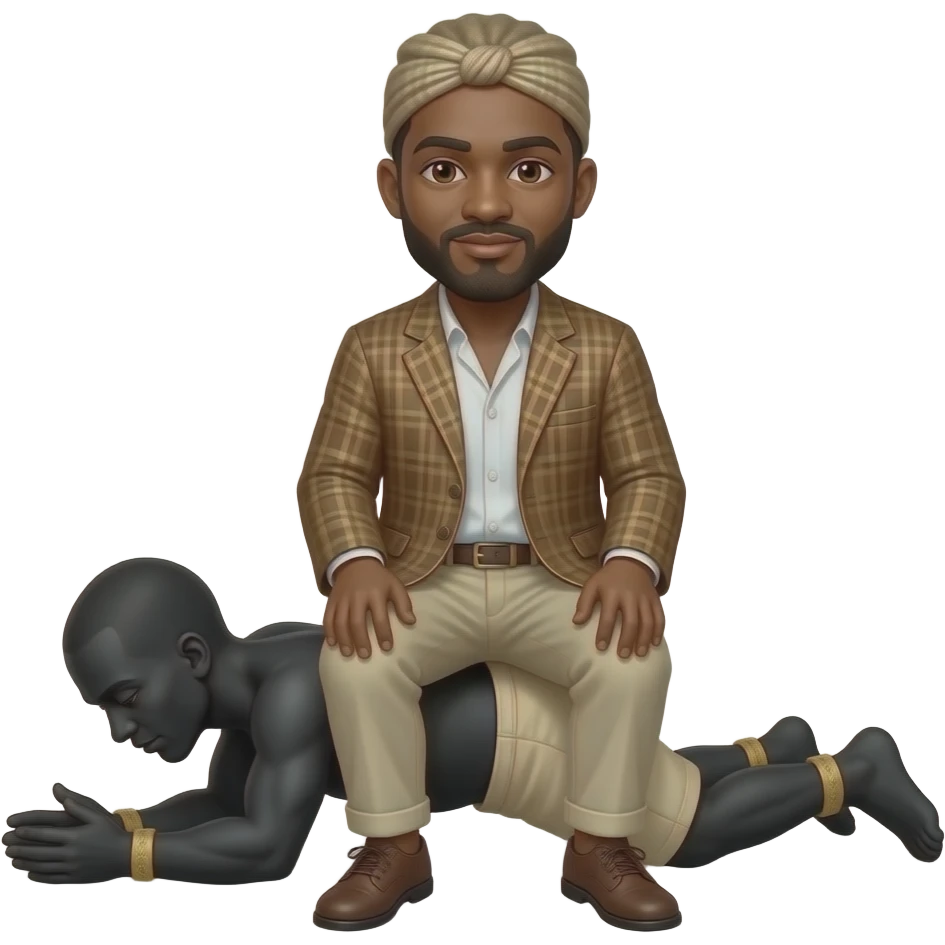 African master sitting on a black slave emoji