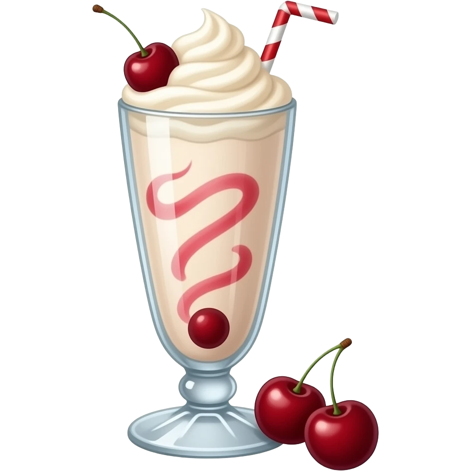 Cherry vanilla  old 50s style milkshake glass, glass only emoji