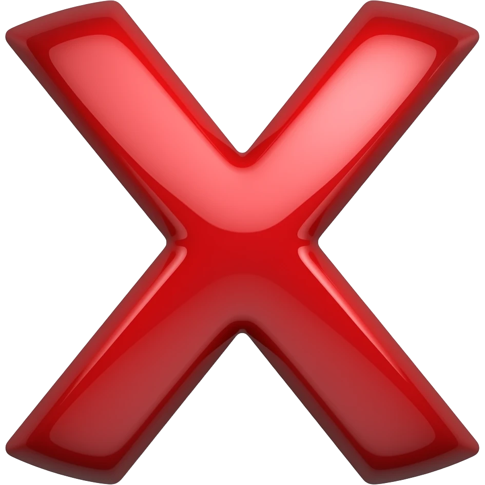 make wrong answer red X with high quality emoji