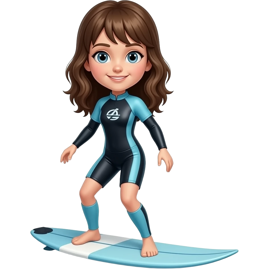 Dunkelblondeshaar, Mädchen, Blau-graue Auge, Surfen emoji